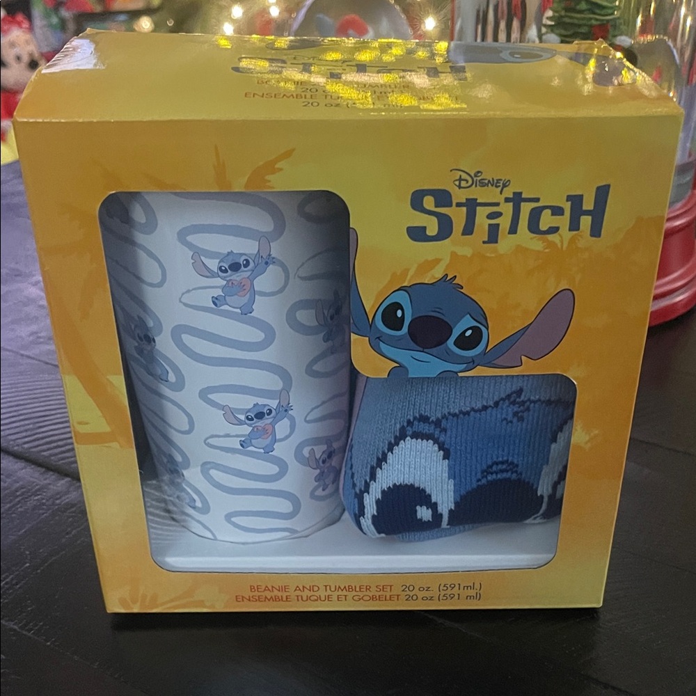 Disney Stitch Blue and White Beanie and Tumbler Set